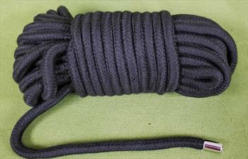 BLACK Bondage Rope - Pro Quality Cotton   3/8" - 32 feet  ~  $23.99